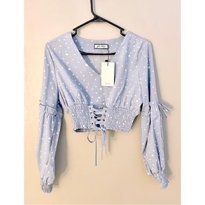 Polka dot cropped blouse